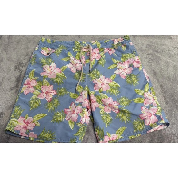Polo Ralph Lauren Other - Polo Ralph Lauren Swim Trunks Mens L Blue Floral Hawaiian Board Shorts Tropical